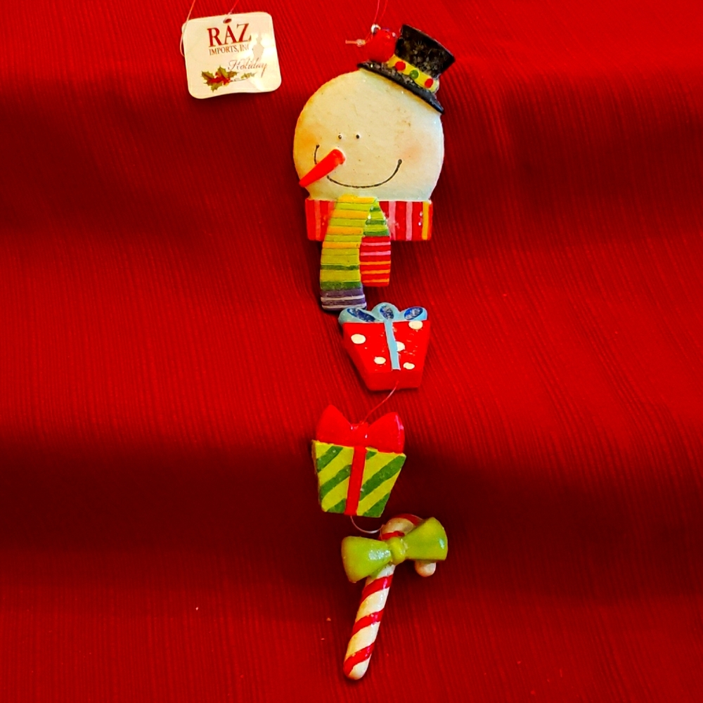 Snowman ⛄ Ornament with Presents and Candy Cane